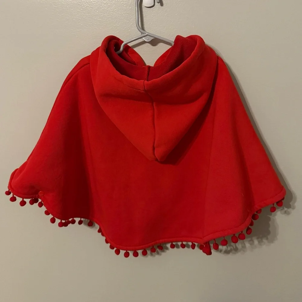Toddler XS S Girl’s 4 5 Red Fringed Hoodie Coat Jacket Christmas Holiday 4T Cozy - Picture 2 of 4
